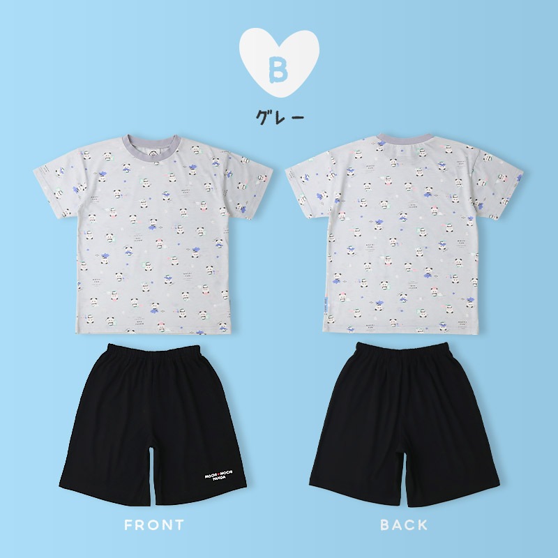 【キラピチ4月号掲載】 もちもちぱんだ パジャマ キッズ 半袖 女の子 上下セット ルームウェア 子供服 キャラクター コラボ 総柄 プリント 可愛い 2点セット 天竺 カットソー Tシャツ ショートパンツ ガールズ 部屋着 寝間着 お昼寝 120 130 140 150 160 ギフト プレゼント