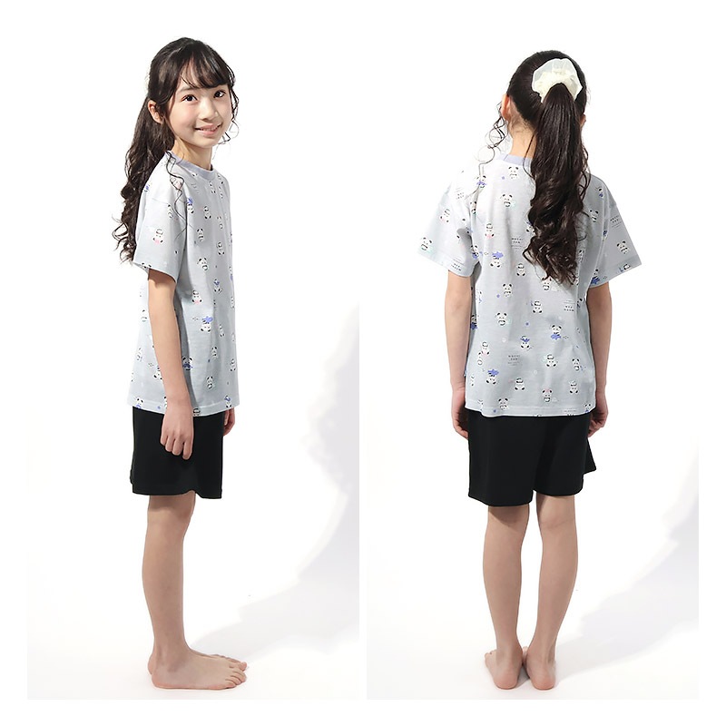 【キラピチ4月号掲載】 もちもちぱんだ パジャマ キッズ 半袖 女の子 上下セット ルームウェア 子供服 キャラクター コラボ 総柄 プリント 可愛い 2点セット 天竺 カットソー Tシャツ ショートパンツ ガールズ 部屋着 寝間着 お昼寝 120 130 140 150 160 ギフト プレゼント