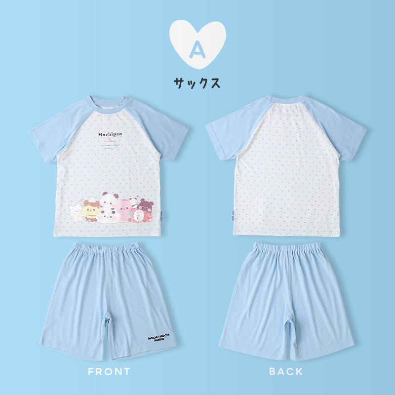 【キラピチ4月号掲載】 もちもちぱんだ パジャマ キッズ 半袖 女の子 上下セット ルームウェア 子供服 キャラクター コラボ 総柄 プリント 可愛い 2点セット 天竺 カットソー Tシャツ ショートパンツ ガールズ 部屋着 寝間着 お昼寝 120 130 140 150 160 ギフト プレゼント