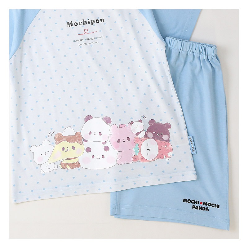 【キラピチ4月号掲載】 もちもちぱんだ パジャマ キッズ 半袖 女の子 上下セット ルームウェア 子供服 キャラクター コラボ 総柄 プリント 可愛い 2点セット 天竺 カットソー Tシャツ ショートパンツ ガールズ 部屋着 寝間着 お昼寝 120 130 140 150 160 ギフト プレゼント