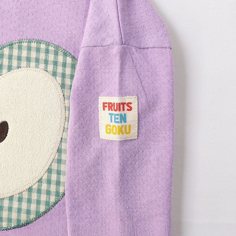 グリーンアップル/バナナのアップリケ長袖Tシャツ【フルーツ天国】