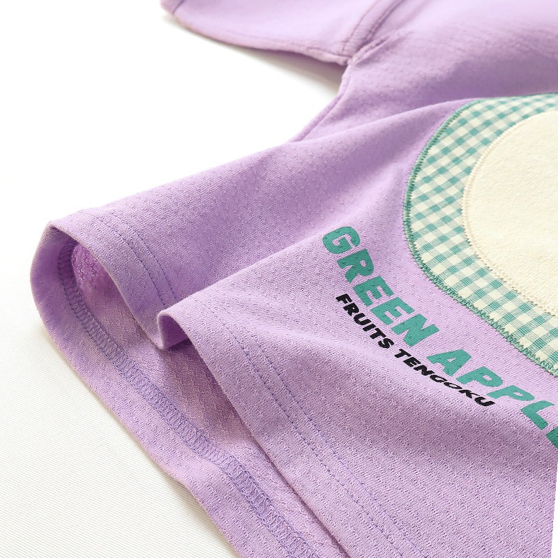 グリーンアップル/バナナのアップリケ長袖Tシャツ【フルーツ天国】