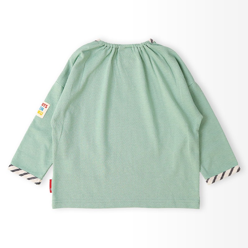 グリーンアップル/バナナのアップリケ長袖Tシャツ【フルーツ天国】