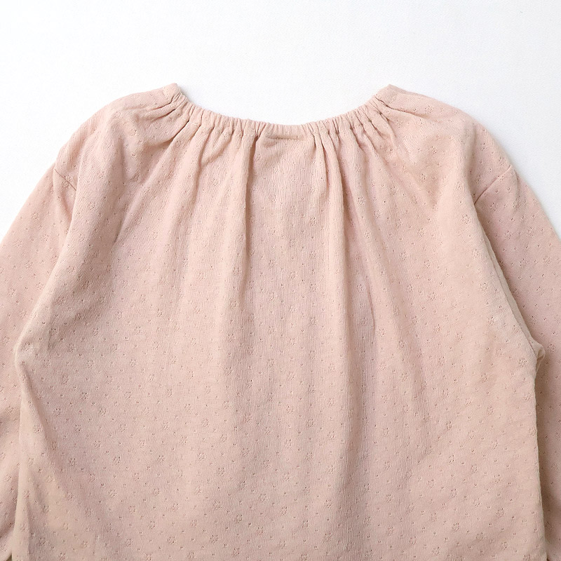 ガールズ ロンT 重ね着風 フリル 花柄 長袖 Tシャツ 天竺 ジャカード トップス チャーム付き 女の子 キッズ ベビー 【UZULAND ウズランド】 カットソー ロンt チュニック レイヤード ブラウス ピンク アイボリー フラワー 無地 春物 80cm 90cm 95cm 100cm 110cm 120cm 130cm