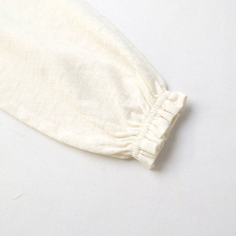 ガールズ ロンT 重ね着風 フリル 花柄 長袖 Tシャツ 天竺 ジャカード トップス チャーム付き 女の子 キッズ ベビー 【UZULAND ウズランド】 カットソー ロンt チュニック レイヤード ブラウス ピンク アイボリー フラワー 無地 春物 80cm 90cm 95cm 100cm 110cm 120cm 130cm