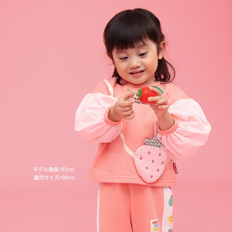 グリーンアップル/イチゴのポシェット風トレーナー【フルーツ天国】