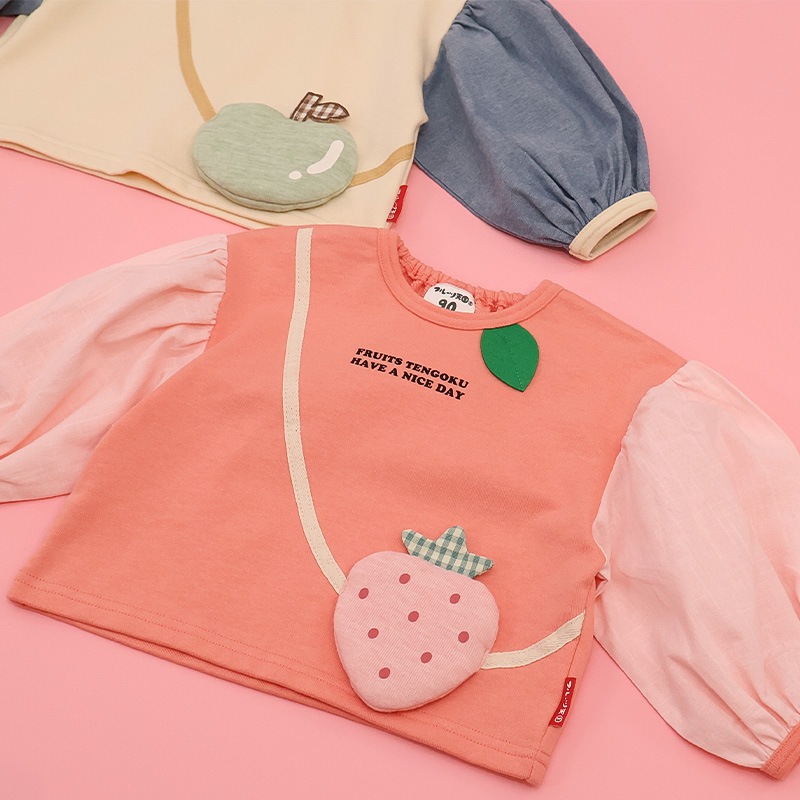 グリーンアップル/イチゴのポシェット風トレーナー【フルーツ天国】