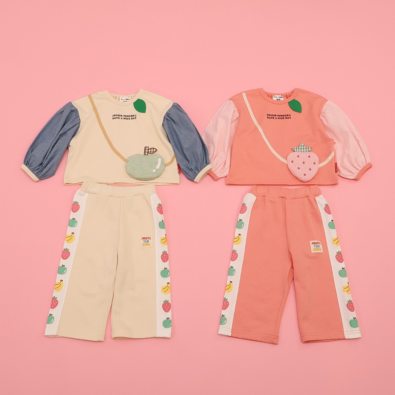 グリーンアップル/イチゴのポシェット風トレーナー【フルーツ天国】