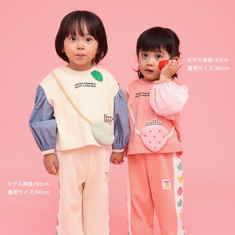 グリーンアップル/イチゴのポシェット風トレーナー【フルーツ天国】