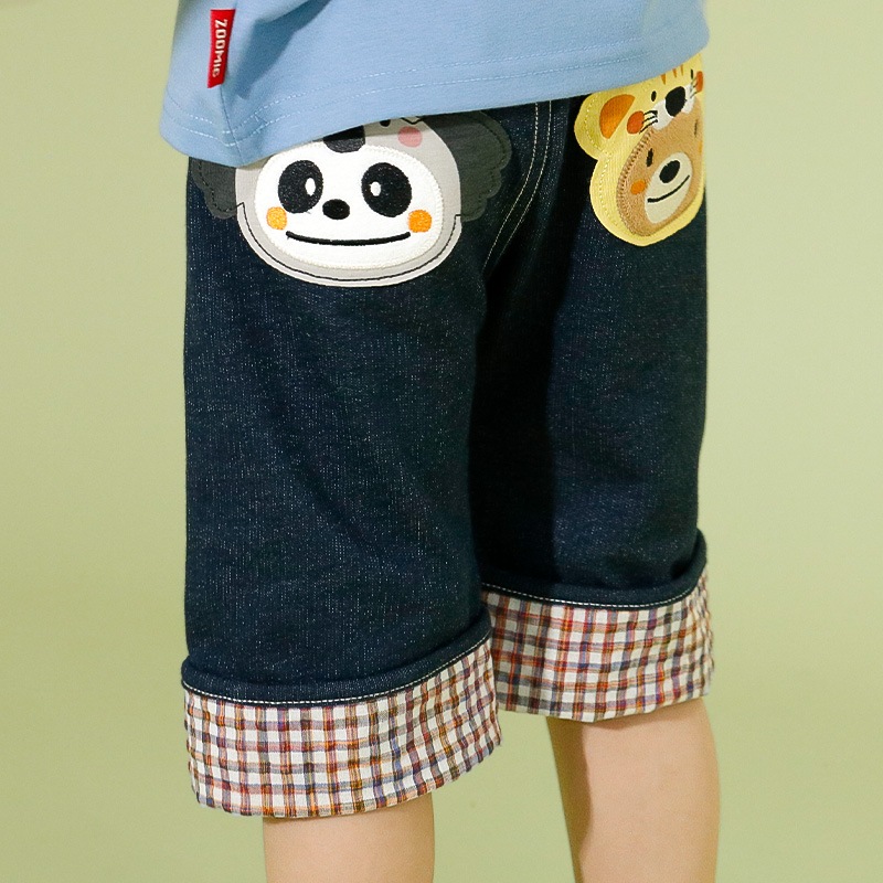 アニマルアップリケ刺繍ロールアップハーフパンツ【ZOOMICズーミック】