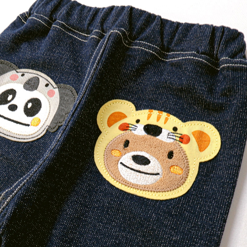 アニマルアップリケ刺繍ロールアップハーフパンツ【ZOOMICズーミック】