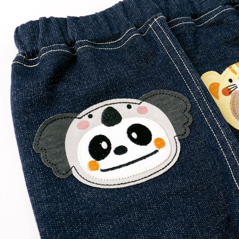 アニマルアップリケ刺繍ロールアップハーフパンツ【ZOOMICズーミック】
