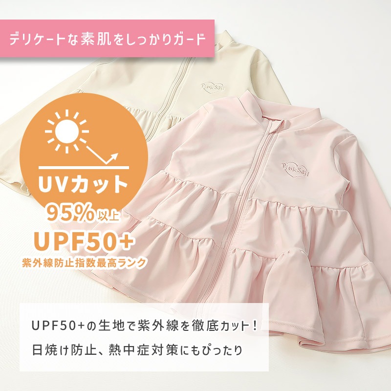 UVカット 切替長袖ラッシュガード｜80-100cm