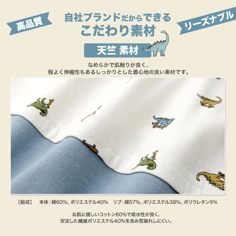 ベビー服 カバーオール 恐竜 切替 セパレート ダイナソー 長袖 ロンパース ( 70-80cm ) 男の子 子供服 キッズ 新生児 ベビーウェア 赤ちゃん かわいい 二次加工 おしゃれ 70cm 80cm ギフト プレゼント 出産祝い 贈り物 ベビーギフト