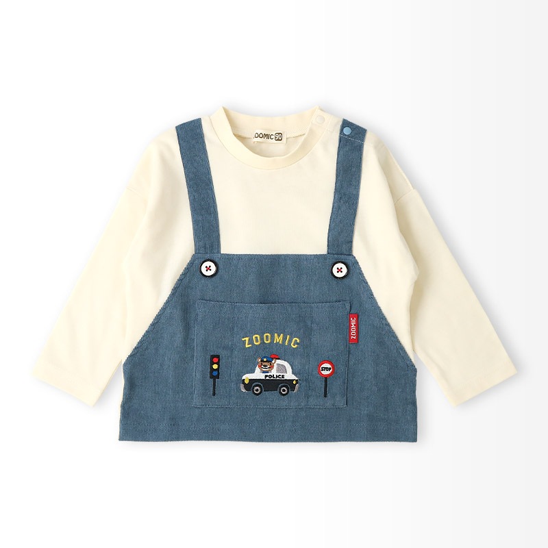 コーデュロイオーバーオール風ロンT【ZOOMICズーミック】