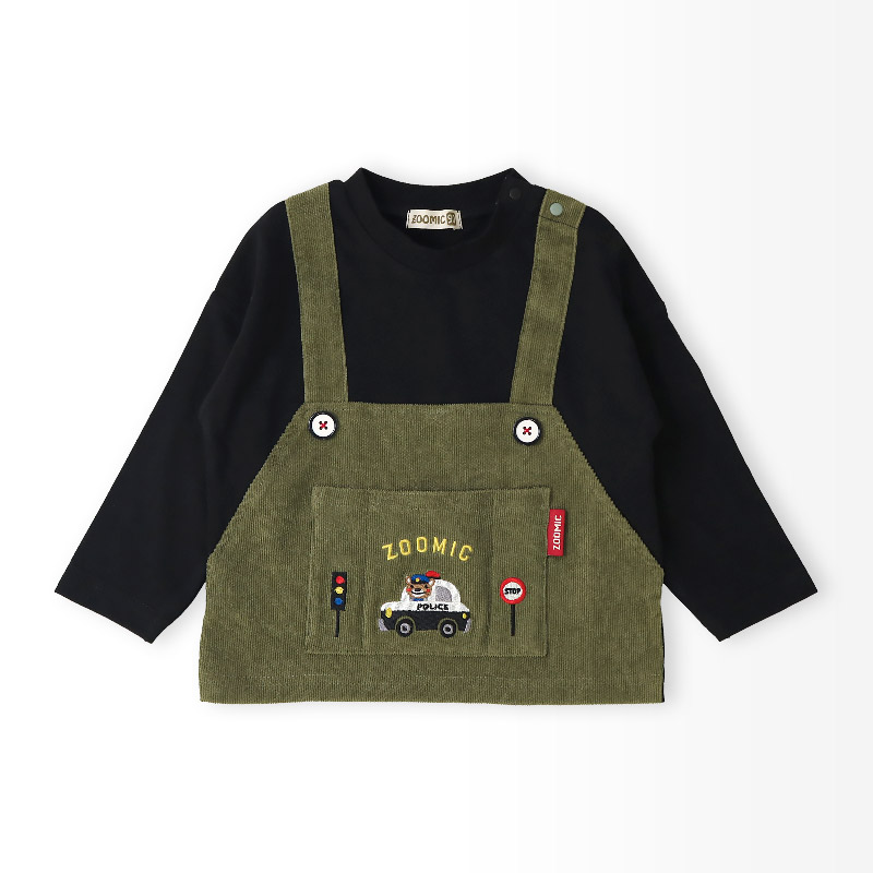 コーデュロイオーバーオール風ロンT【ZOOMICズーミック】