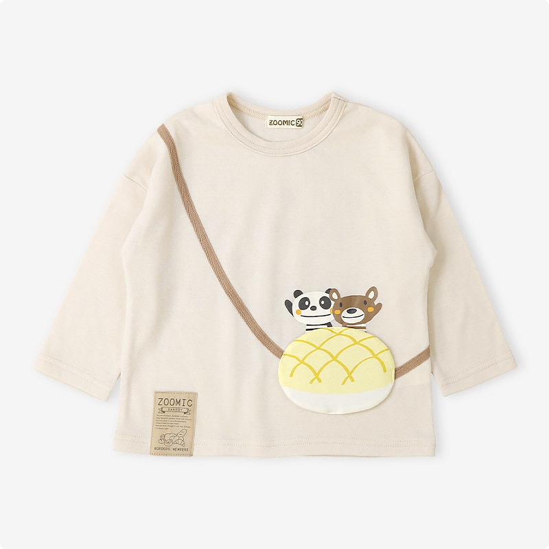 ふっくらメロンパン長袖Tシャツ|80-130cm【 ZOOMIC ズーミック パン屋シリーズ 】
