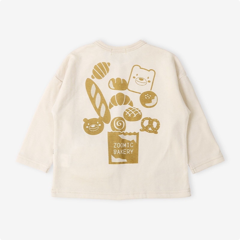 ふっくらメロンパン長袖Tシャツ|80-130cm【 ZOOMIC ズーミック パン屋シリーズ 】
