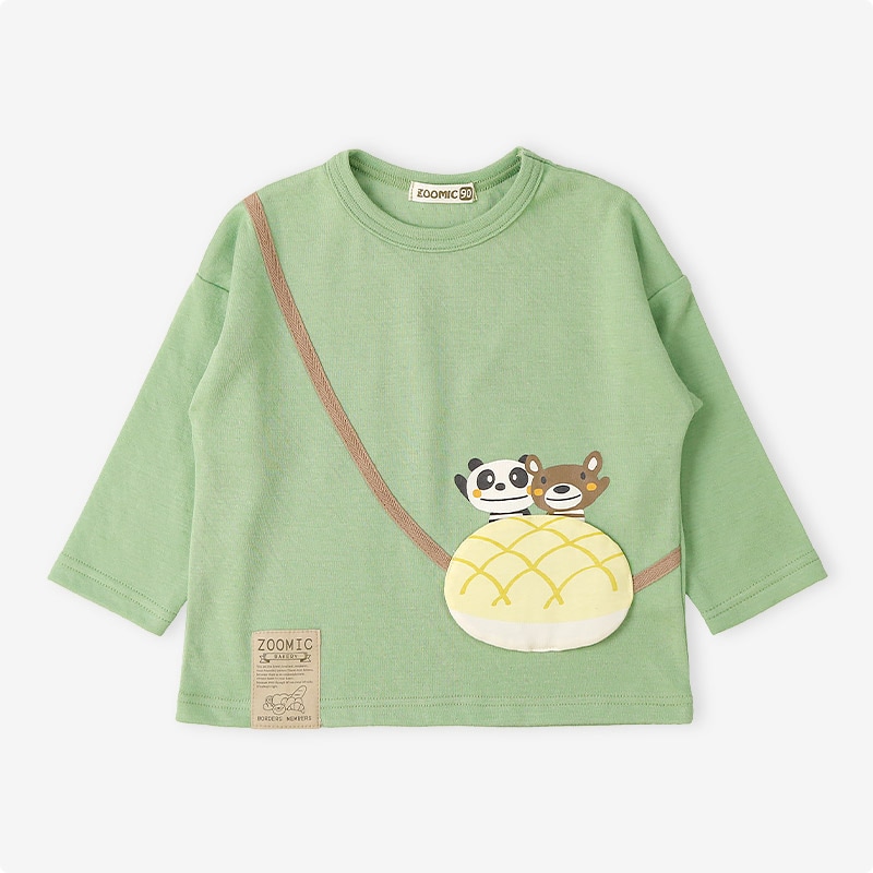 ふっくらメロンパン長袖Tシャツ|80-130cm【 ZOOMIC ズーミック パン屋シリーズ 】