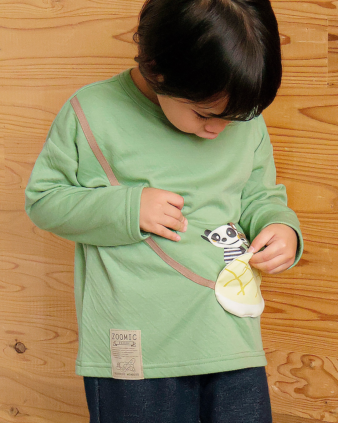 ふっくらメロンパン長袖Tシャツ|80-130cm【 ZOOMIC ズーミック パン屋シリーズ 】