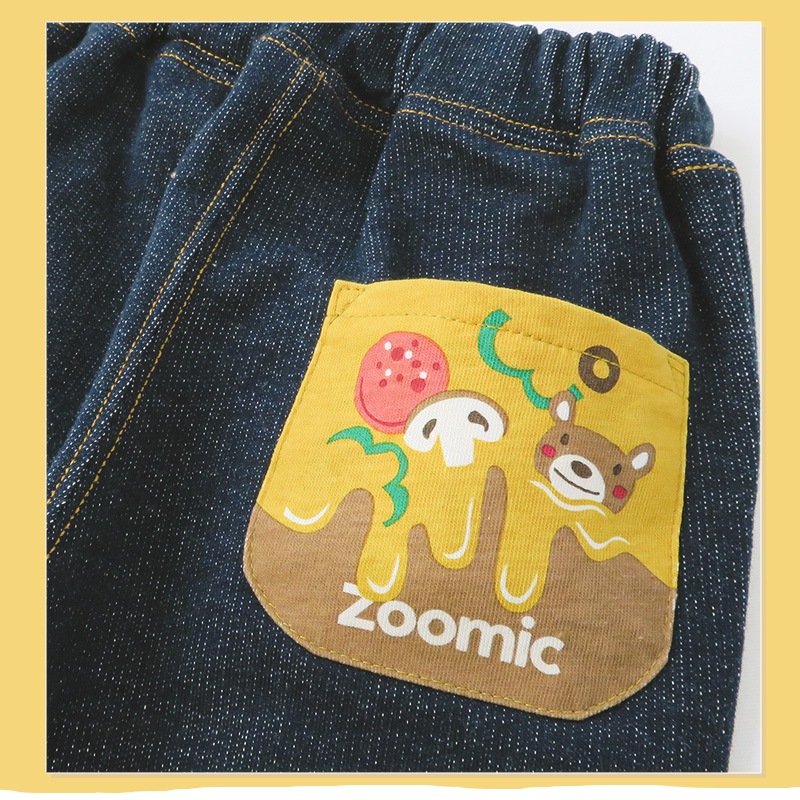 7分丈パンツ キッズ ベビー ズボン 折り曲げ 7分丈 ボトムス キャラクター 男の子 女の子 ミニ裏毛 ( 80-130cm )【 ZOOMIC ズーミック 】 子供服 ピザ 食べ物 くま おもしろ ポケット かわいい おしゃれ 秋物 80cm 90cm 95cm 100cm 110cm 120cm 130cm