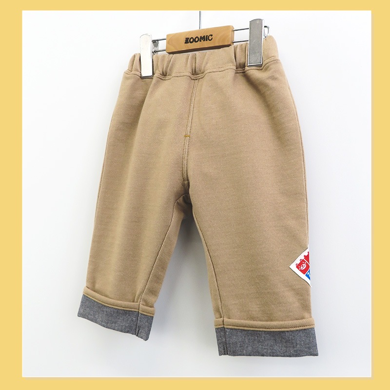 7分丈パンツ キッズ ベビー ズボン 折り曲げ 7分丈 ボトムス キャラクター 男の子 女の子 ミニ裏毛 ( 80-130cm )【 ZOOMIC ズーミック 】 子供服 ピザ 食べ物 くま おもしろ ポケット かわいい おしゃれ 秋物 80cm 90cm 95cm 100cm 110cm 120cm 130cm