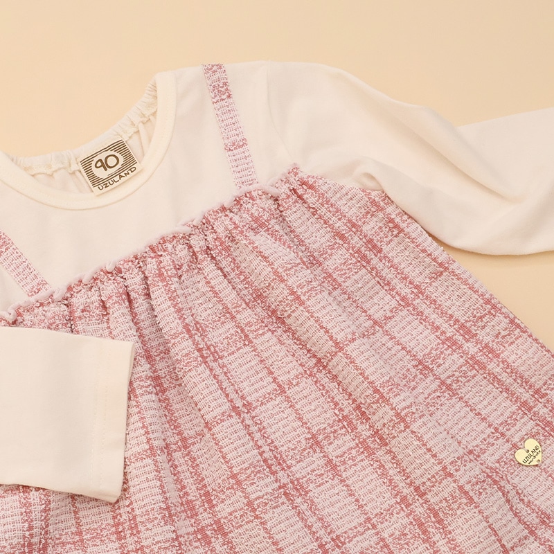 ツイードレイヤード風Tシャツ【Uzulandウズランド】