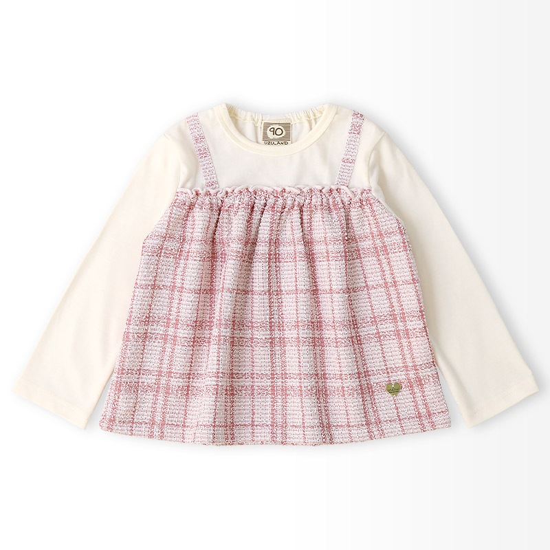 ツイードレイヤード風Tシャツ【Uzulandウズランド】