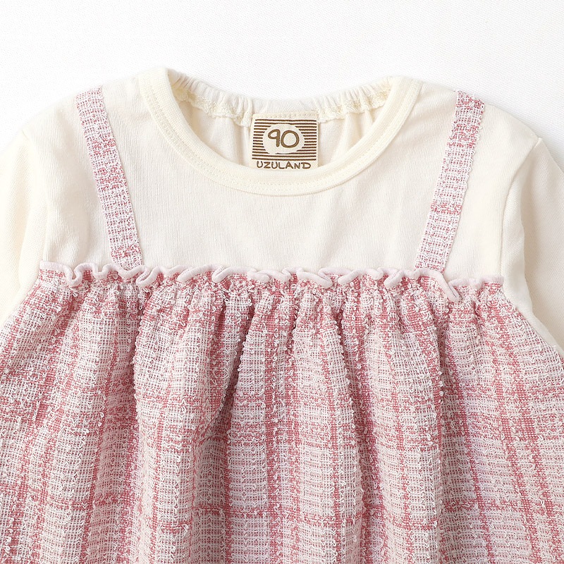 ツイードレイヤード風Tシャツ【Uzulandウズランド】