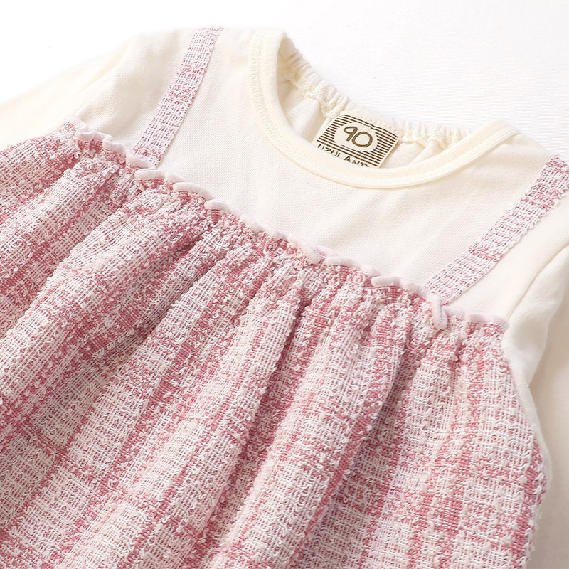 ツイードレイヤード風Tシャツ【Uzulandウズランド】