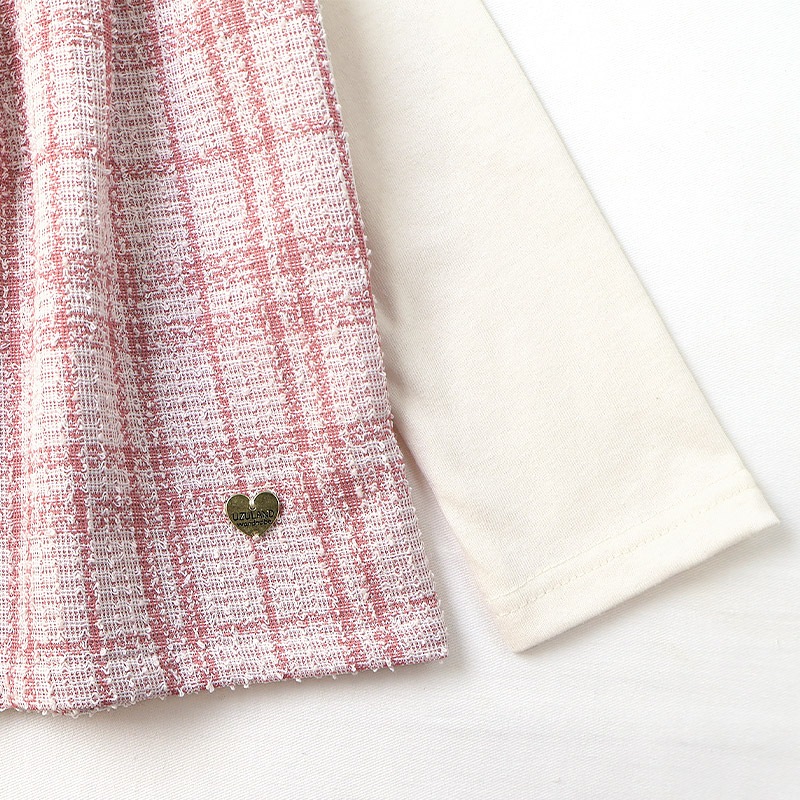 ツイードレイヤード風Tシャツ【Uzulandウズランド】