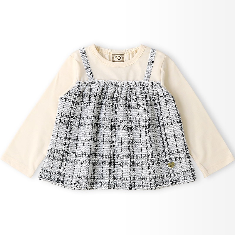 ツイードレイヤード風Tシャツ【Uzulandウズランド】