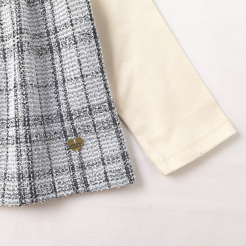 ツイードレイヤード風Tシャツ【Uzulandウズランド】