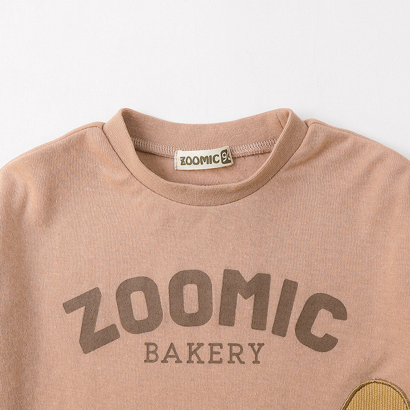 フランスパンアップリケ長袖Tシャツ|80-130cm【 ZOOMIC ズーミック パン屋シリーズ 】