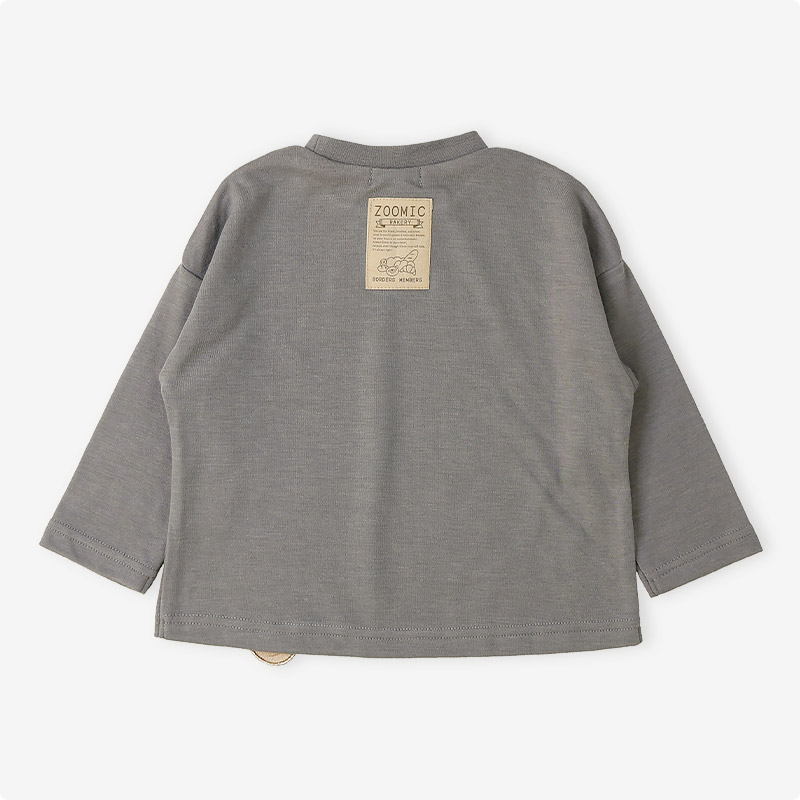 フランスパンアップリケ長袖Tシャツ|80-130cm【 ZOOMIC ズーミック パン屋シリーズ 】