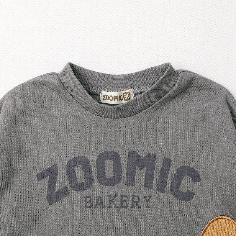 フランスパンアップリケ長袖Tシャツ|80-130cm【 ZOOMIC ズーミック パン屋シリーズ 】