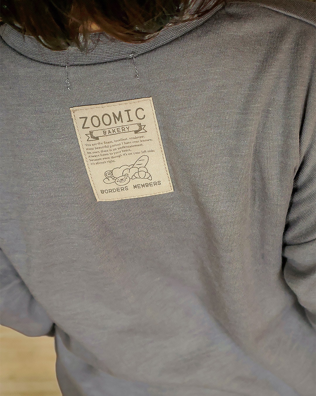 フランスパンアップリケ長袖Tシャツ|80-130cm【 ZOOMIC ズーミック パン屋シリーズ 】