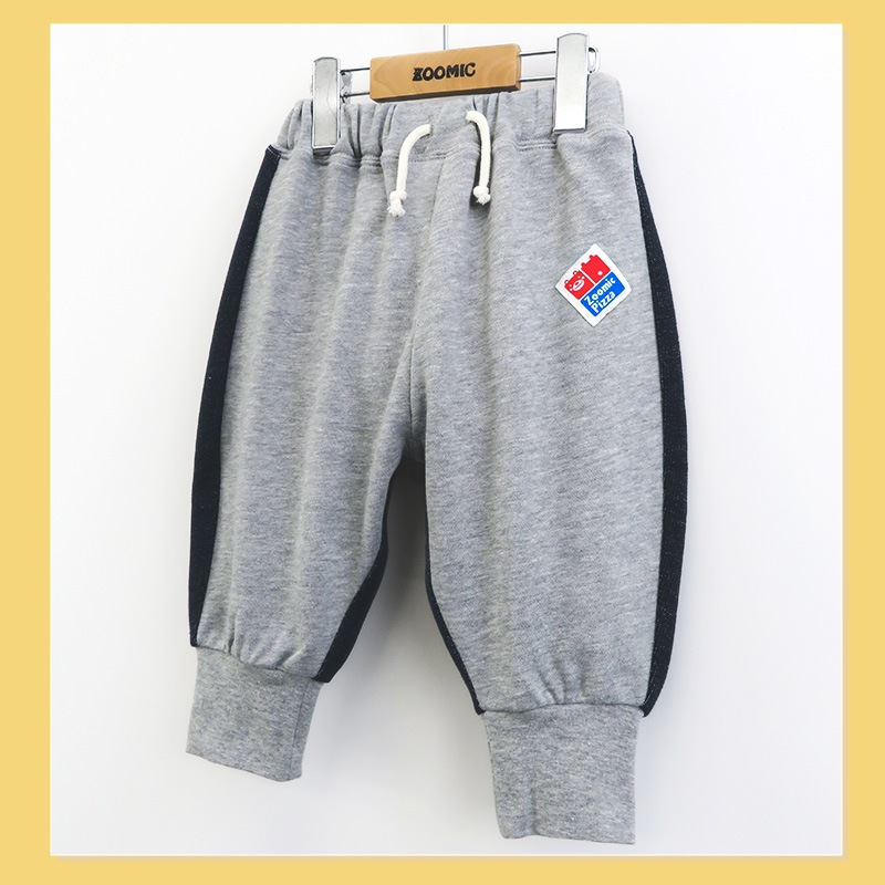 10分丈パンツ キッズ ベビー ジョガーパンツ 裾リブ ライン切替 キャラクター 男の子 女の子 裏毛 スウェット ( 80-130cm )【 ZOOMIC ズーミック 】 子供服 長ズボン ピザ 食べ物 くま おもしろ かわいい 秋物 80cm 90cm 95cm 100cm 110cm 120cm 130cm