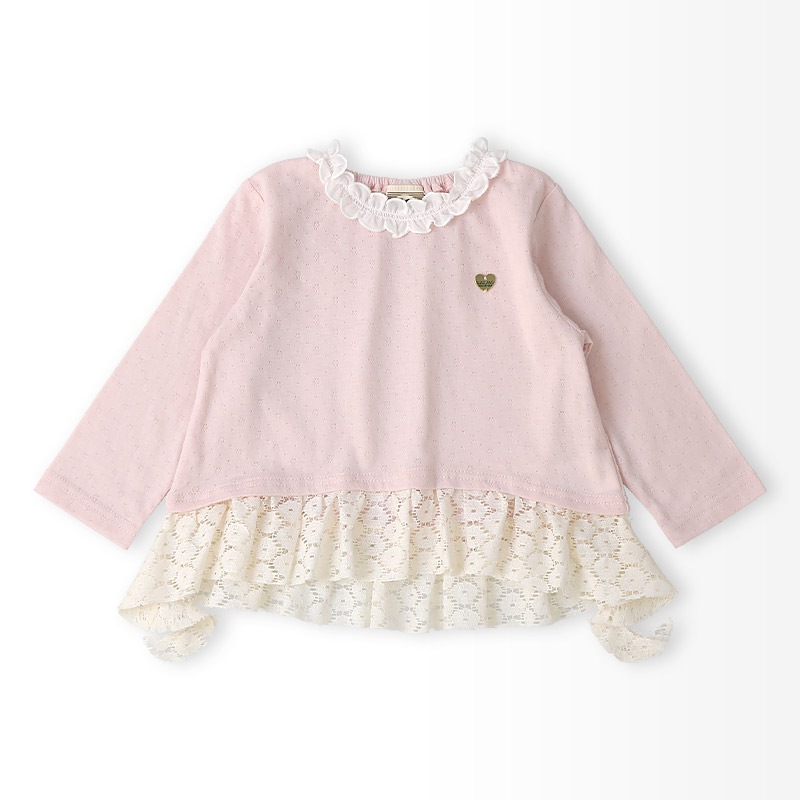 裾レースフリルTシャツ【Uzulandウズランド】