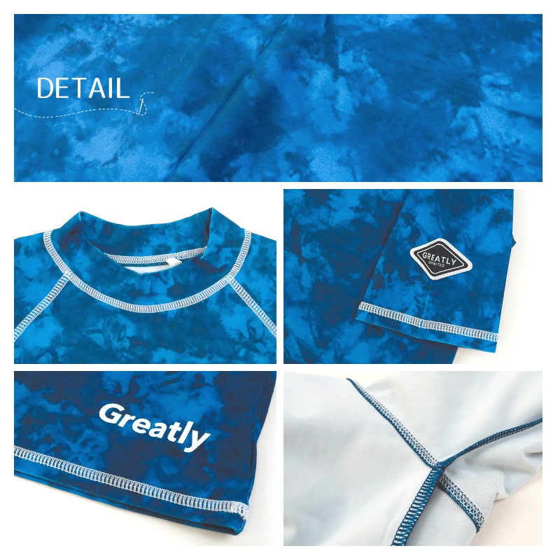 子供 水着 半袖 ラッシュガード UV加工 UPF50＋ ( 100-130cm ) ボーイズ キッズ スイムウェア UVカット 恐竜 車 動物 迷彩 クジラ ロゴ 男の子 プール スイミング スクール 海水浴 川遊び 水遊び 夏 100cm 110cm 120cm 130cm 海 GW 夏休み