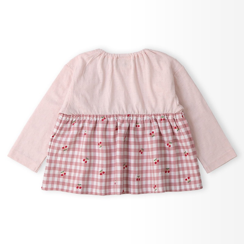 さくらんぼチェック柄切替Tシャツ【Uzulandウズランド】