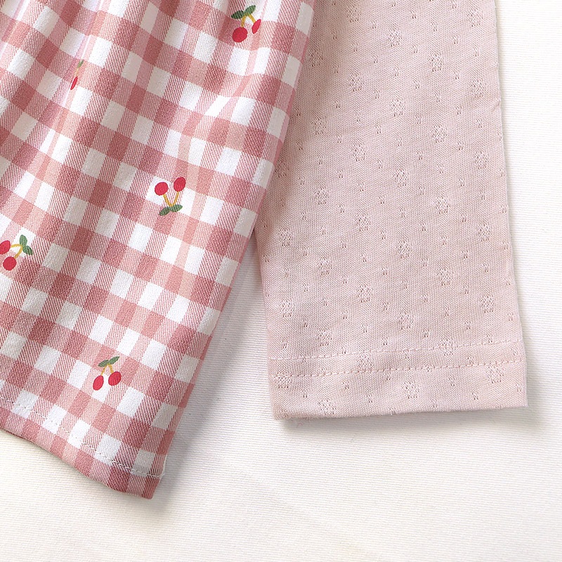 さくらんぼチェック柄切替Tシャツ【Uzulandウズランド】