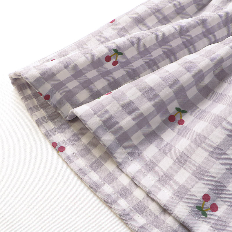 さくらんぼチェック柄切替Tシャツ【Uzulandウズランド】