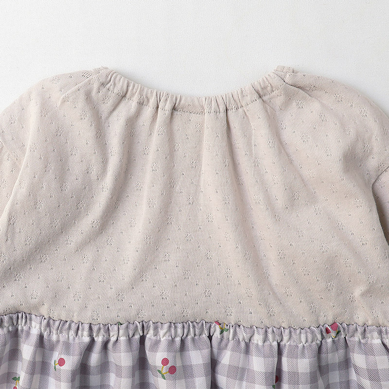 さくらんぼチェック柄切替Tシャツ【Uzulandウズランド】