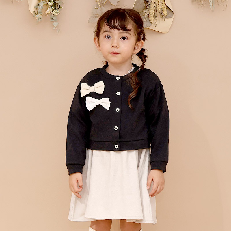 異素材リボンカーディガン【Uzulandウズランド】