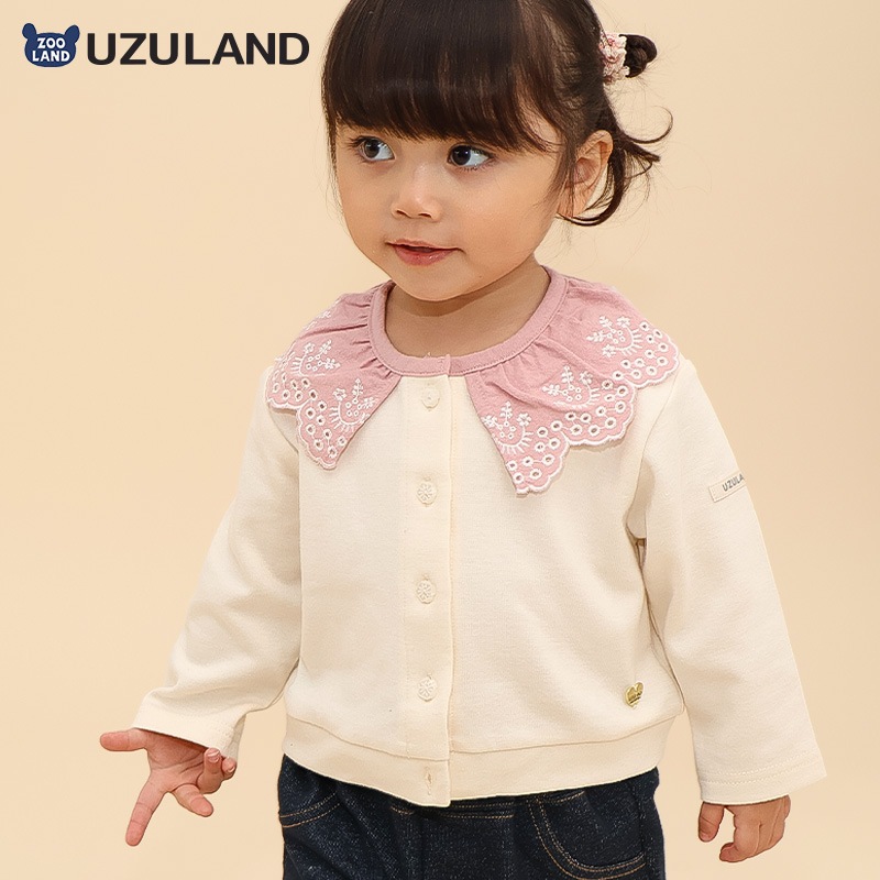 スカラップ衿付きカーディガン【Uzulandウズランド】