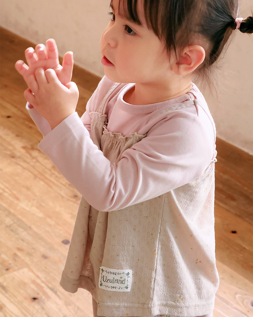 ラメきらめく キャミ重ね着風Tシャツ|80-130cm【 Uzuland ウズランド 】
