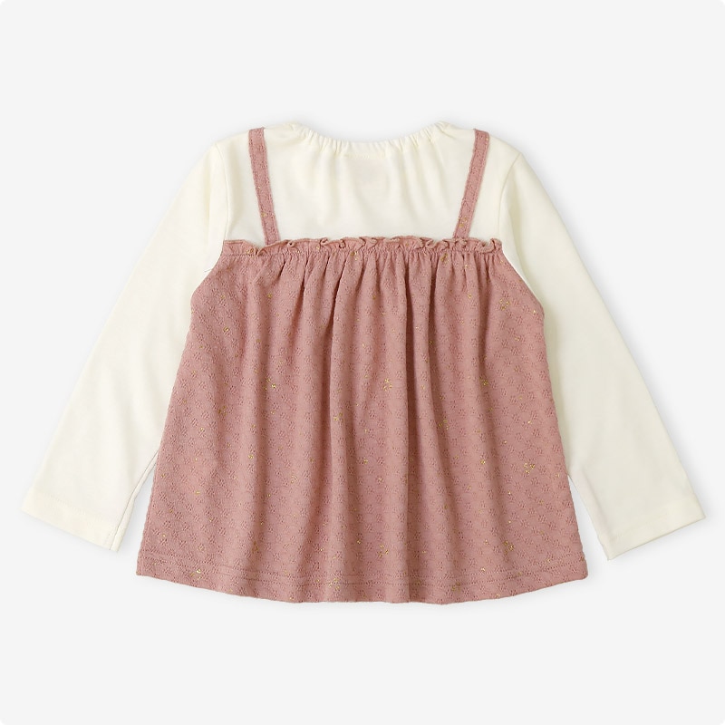 ラメきらめく キャミ重ね着風Tシャツ|80-130cm【 Uzuland ウズランド 】