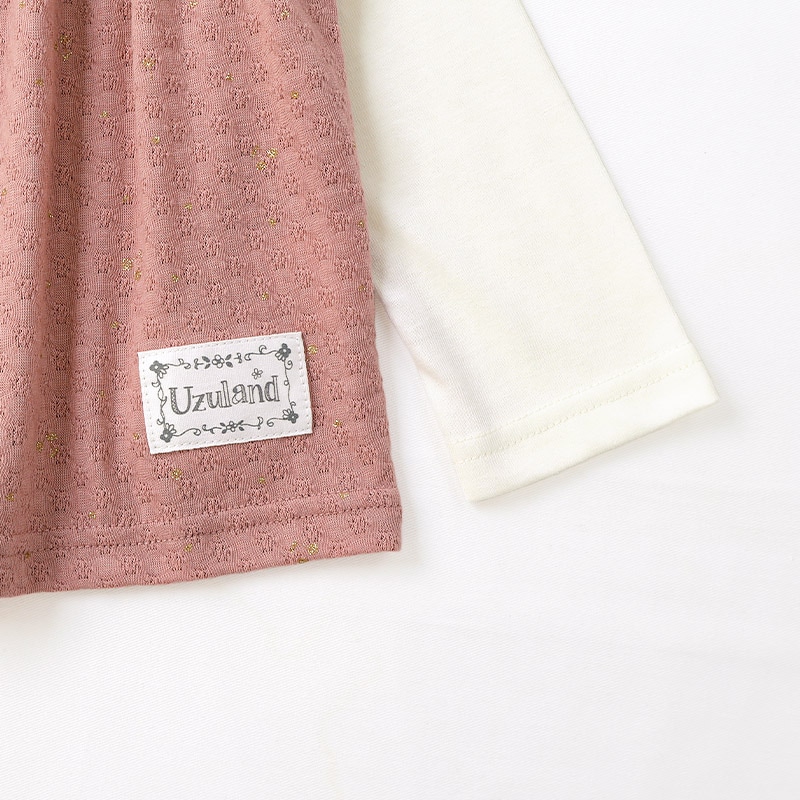 ラメきらめく キャミ重ね着風Tシャツ|80-130cm【 Uzuland ウズランド 】