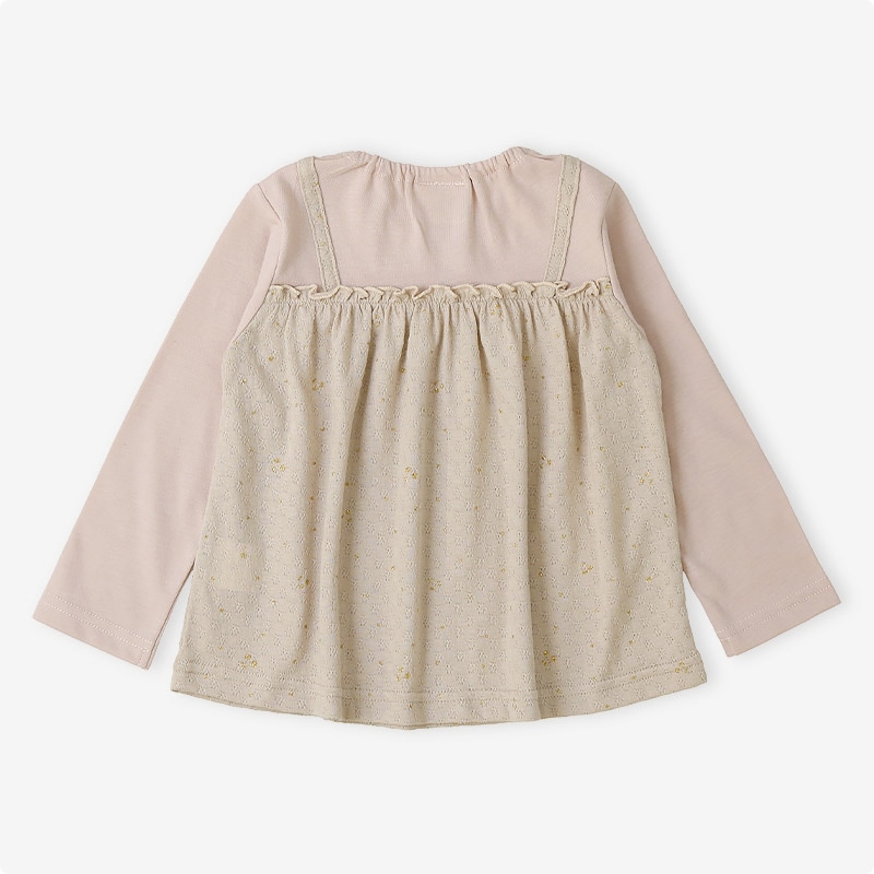 ラメきらめく キャミ重ね着風Tシャツ|80-130cm【 Uzuland ウズランド 】